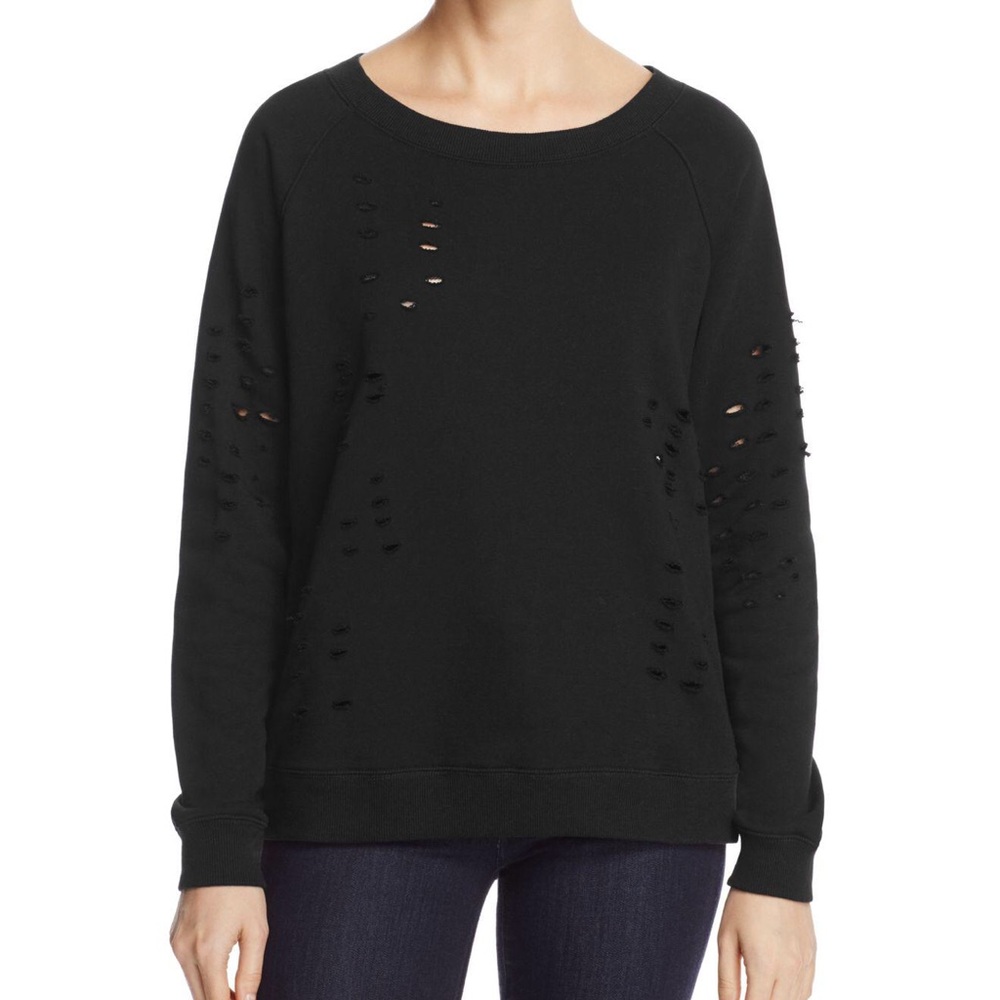 AQUA Distressed Zip Sweatshirt